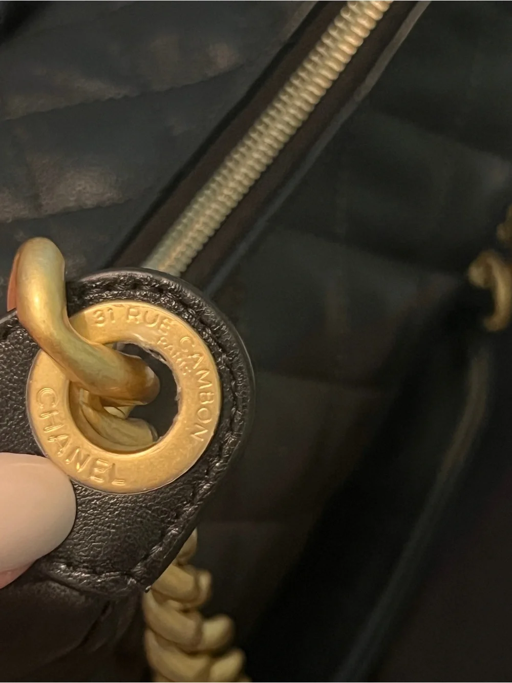 CHANEL Black Quilted Leather Hobo Bag with Gold Chain